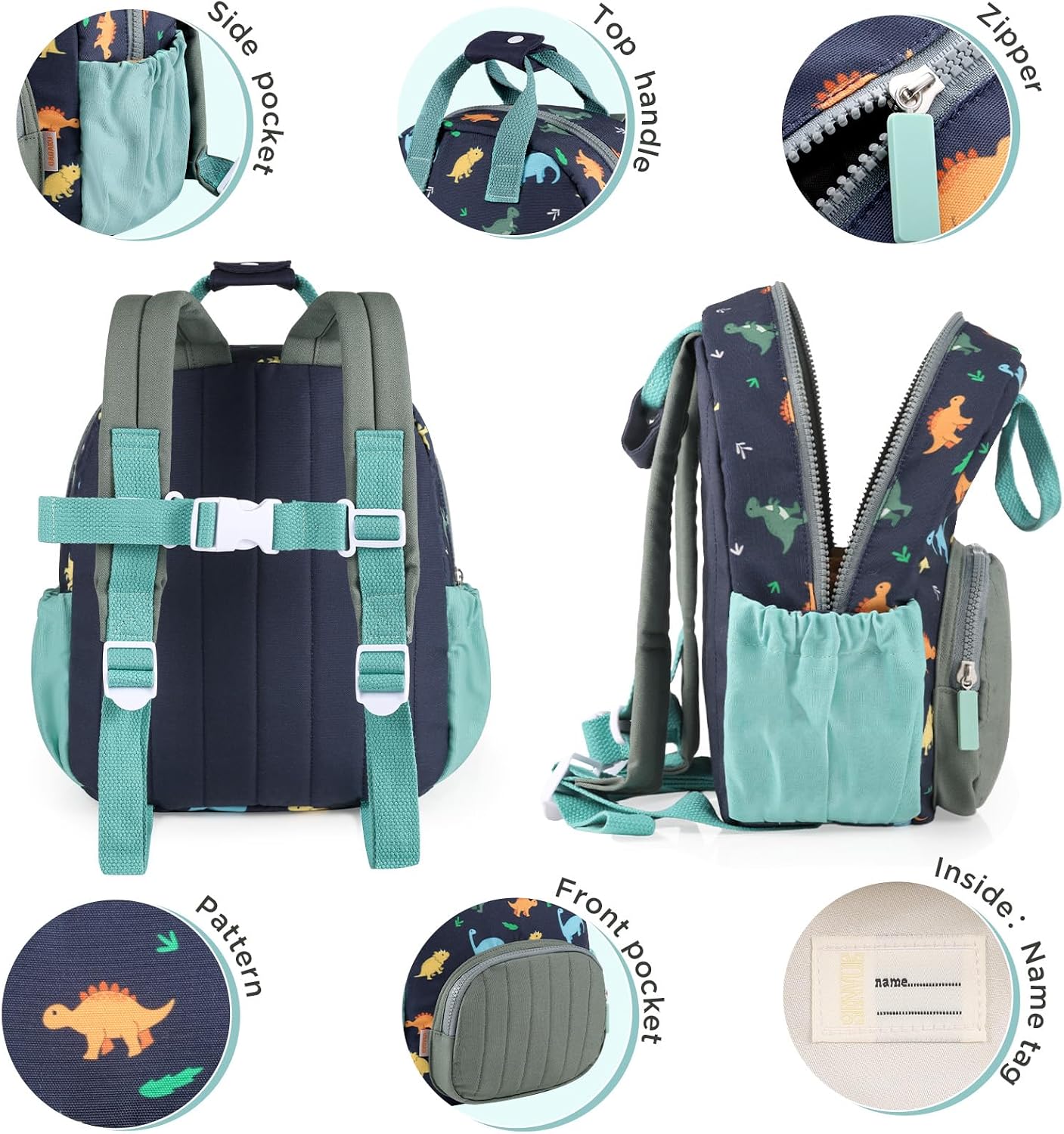 Thumbnail 1 de GAGAKU Toddler Backpack for Boys — Blue Dinosaur Mini Nursery Backpack for Ages 2–4