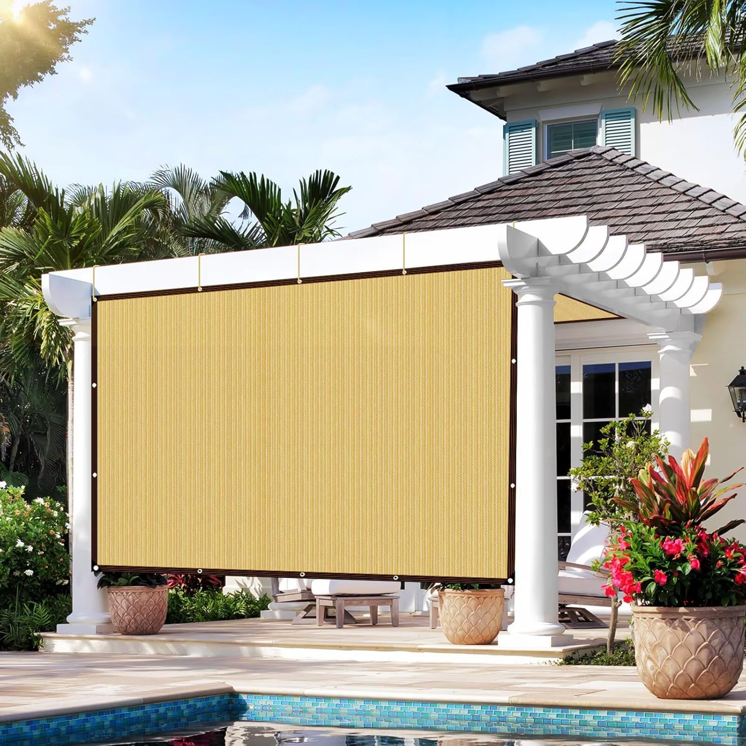 Thumbnail 1 de Filet d’ombrage WAIMDIKUL avec œillets beige 3 x 3 m (70% d’ombrage)