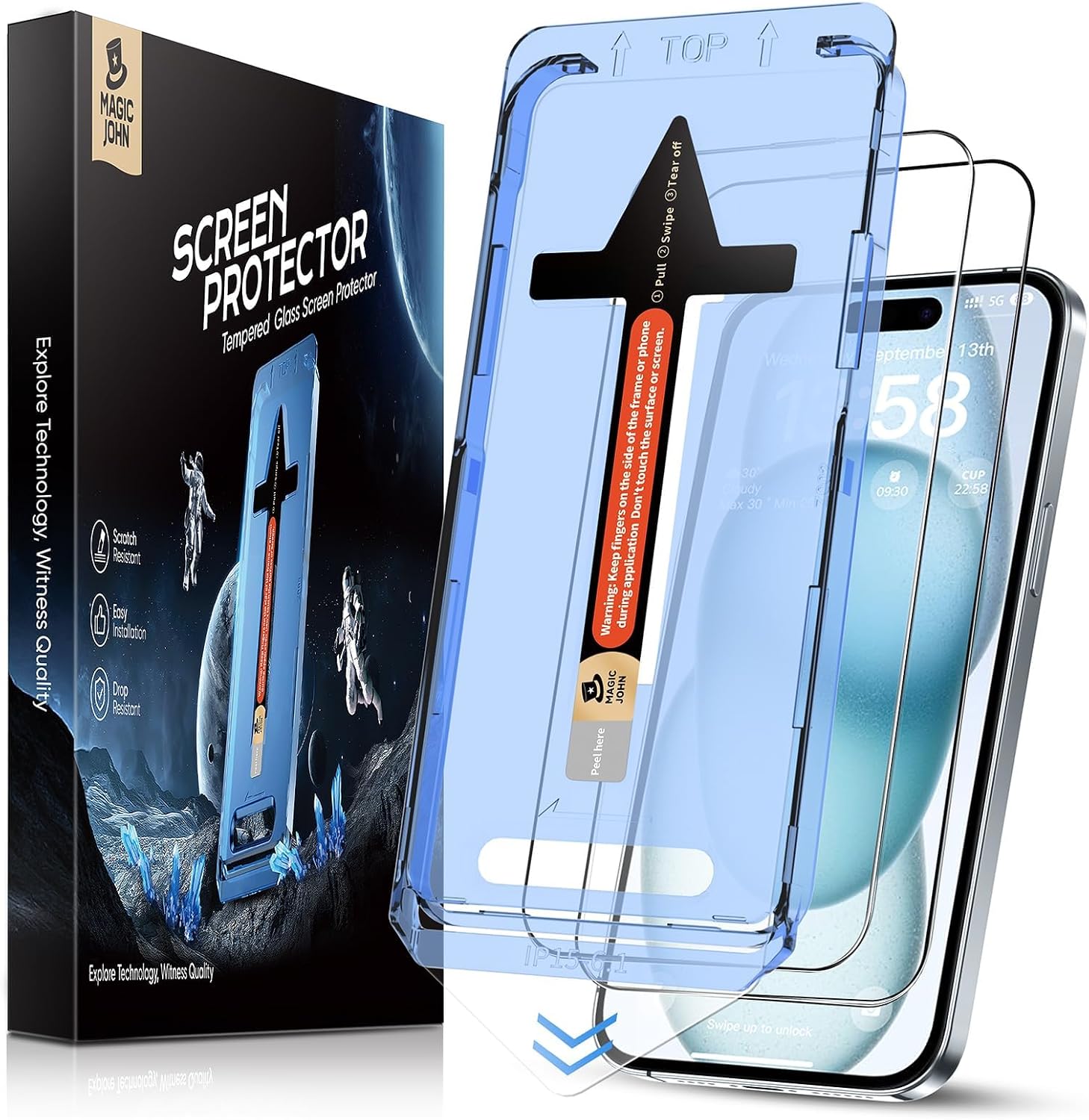 Detalle de MAGIC JOHN iPhone 15 screen protector 2-pack