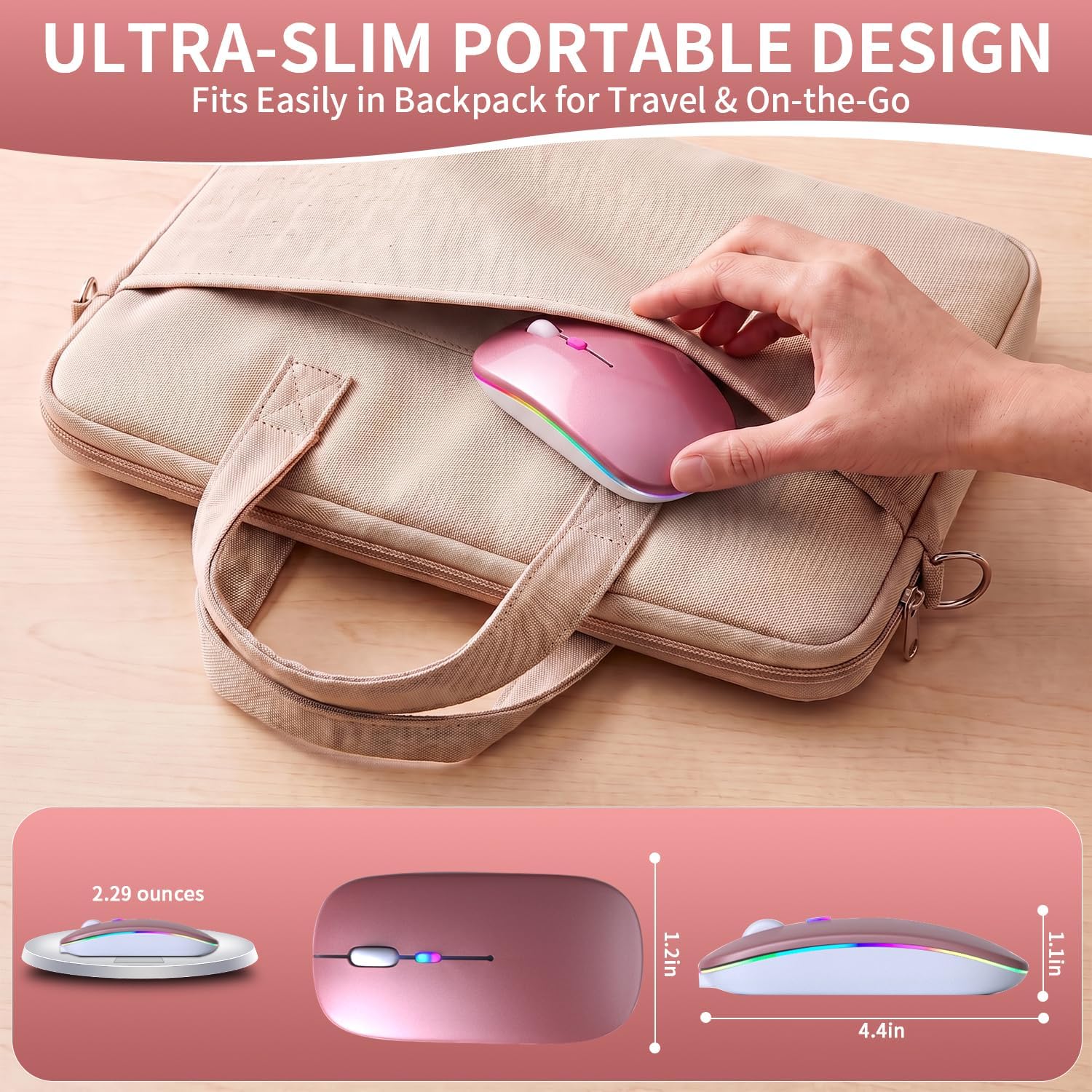 Thumbnail 4 de NorOasis Wireless Mouse, Rose Gold
