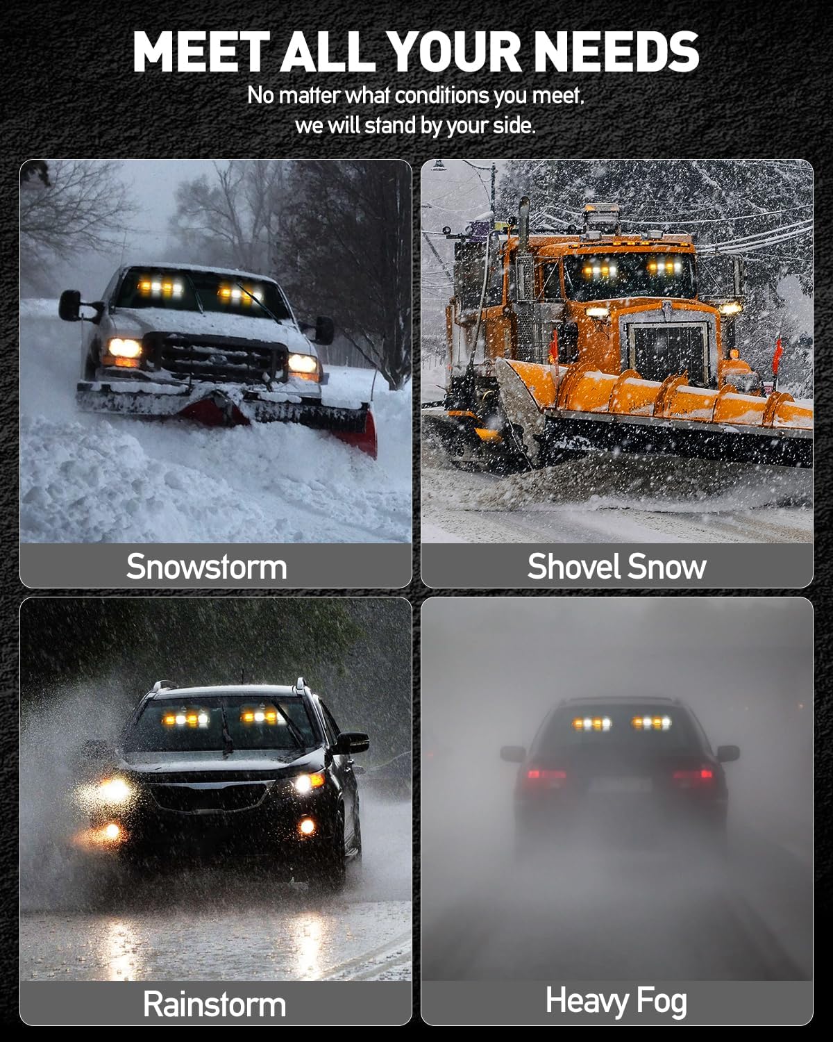 Thumbnail 5 de HLauto 2002L Emergency Dash Strobe Lights: 48-LED Amber/White 2-Pack for Trucks and Construction Vehicles
