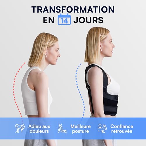 Detalle 2 de POSTURALIS Correcteur de Posture – Ceinture Dorsale/Lombaire avec 2 Supports d'Épaules (M)