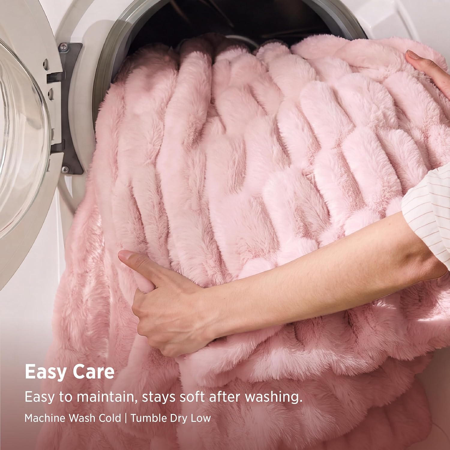 Thumbnail 6 de Bedsure Soft Double-Sided Faux Fur Twin Blanket, Pink, 60" x 80