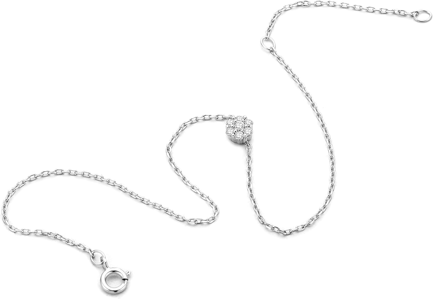 Thumbnail 3 de MIORE Bracelet Femmes Chaîne avec Diamants en Or Blanc 9K – Longueur 18 cm, Diamants 0,10 ct