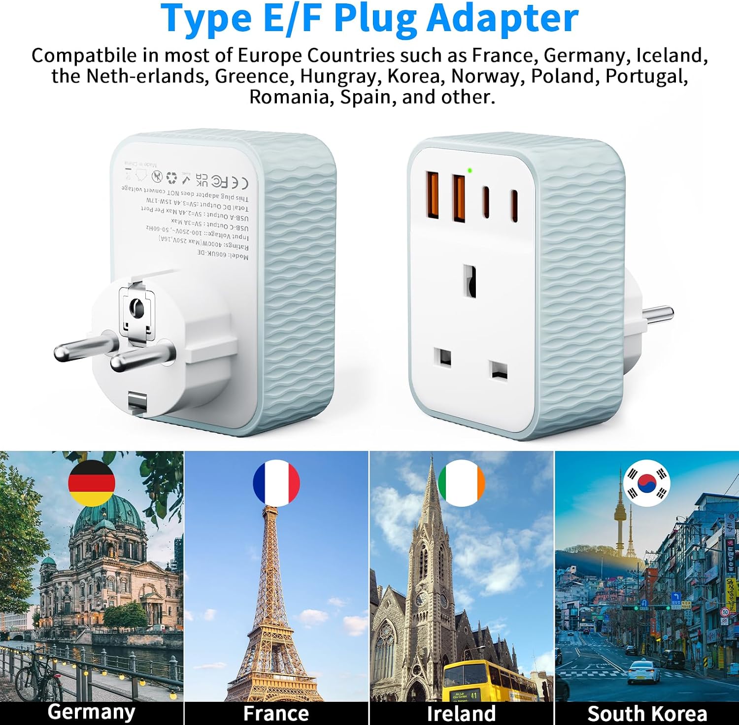Thumbnail 5 de Vecbmn UK to European Plug Adapter 4000W