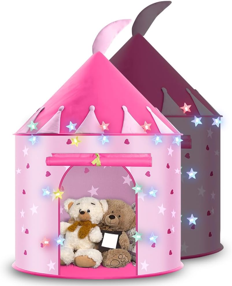 Thumbnail 1 de HOTUT Tende per Bambino: tenda da gioco a castello rosa con luci LED, facile da montare e dotata di tasche/tasche e borsa