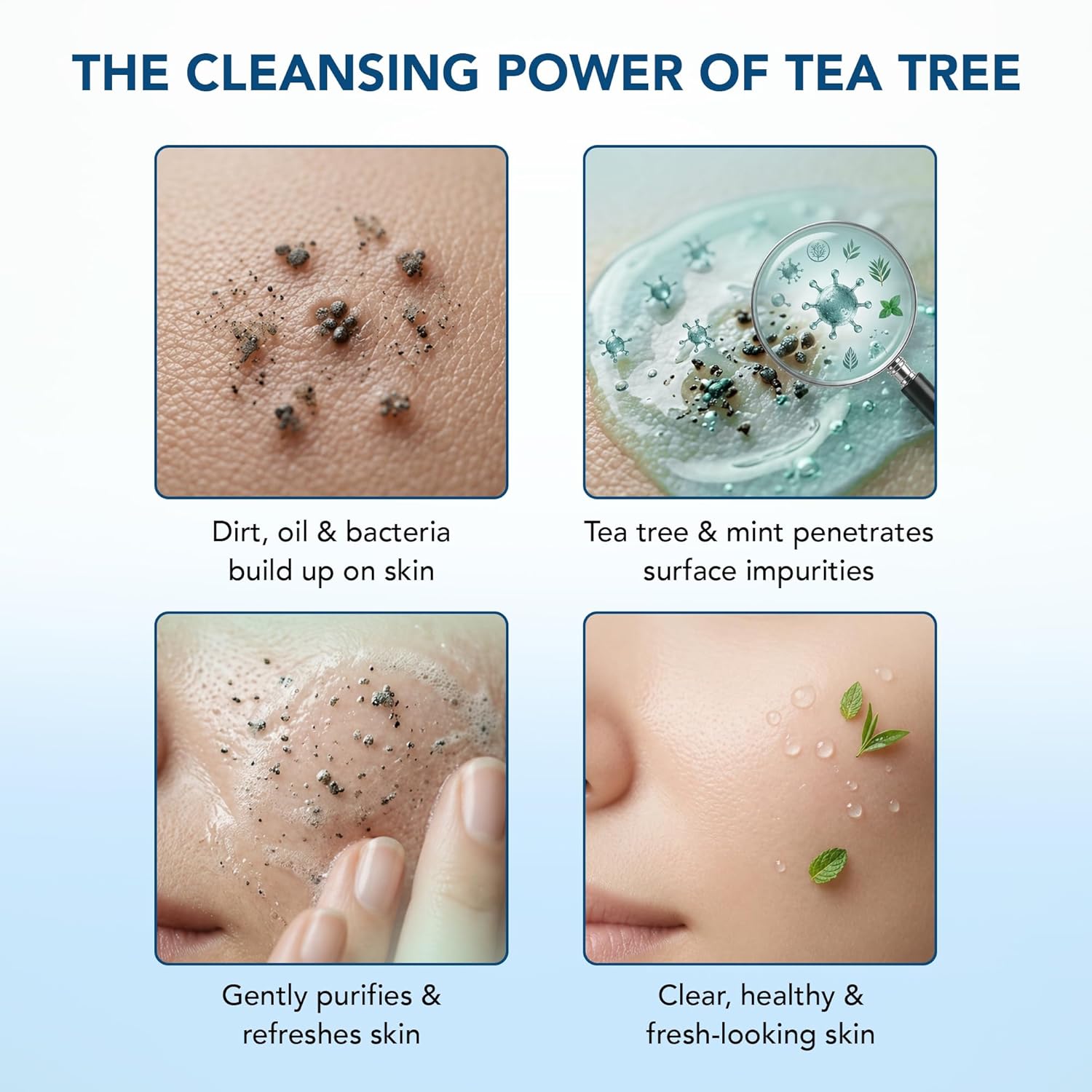 Detalle de Botanic Hearth Tea Tree & Mint Face Wash (16 fl oz) — Acne Fighting, Hydrating Liquid Cleanser