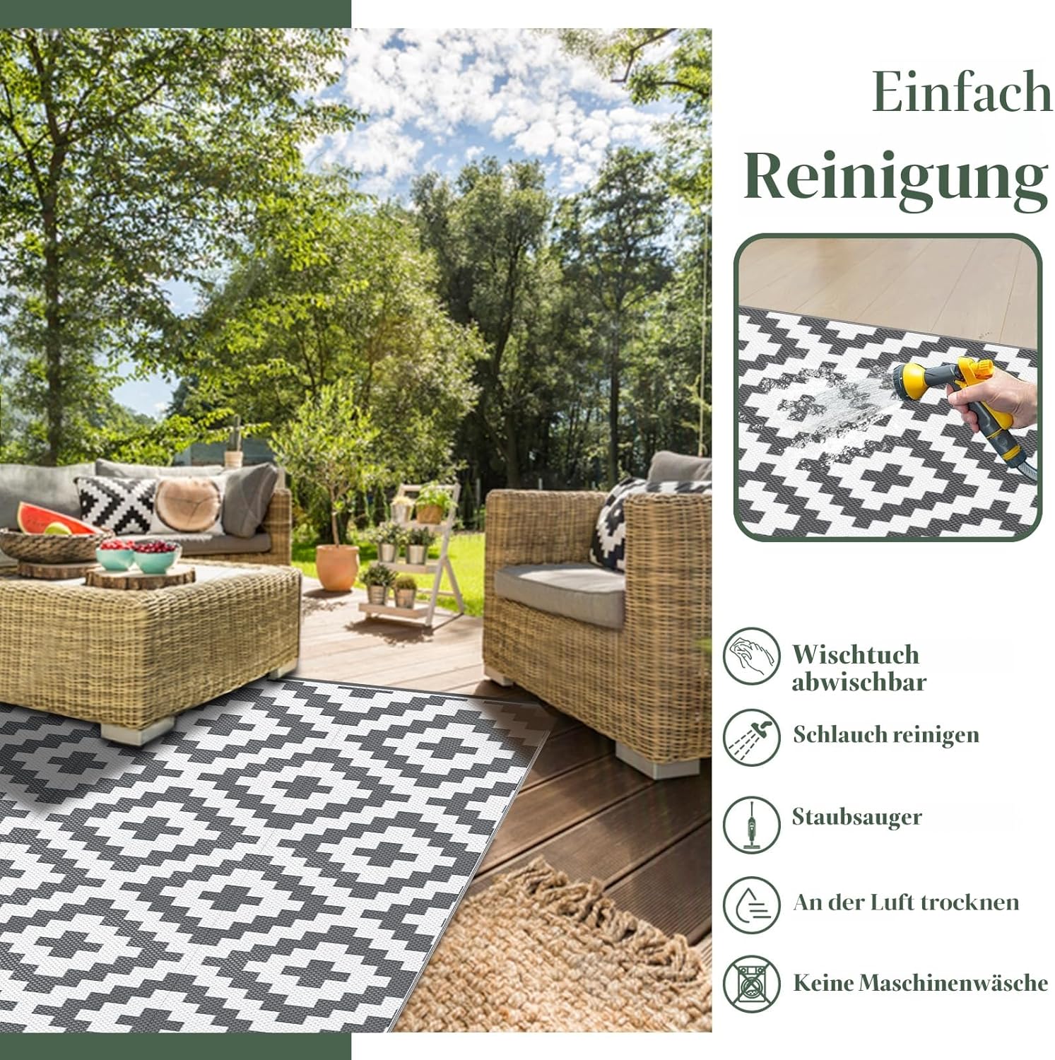 Thumbnail 3 de MOKANI Outdoor-Wendeteppich wetterfest 150 x 240 cm – UV-beständig, rutschfest & wasserfreundlich