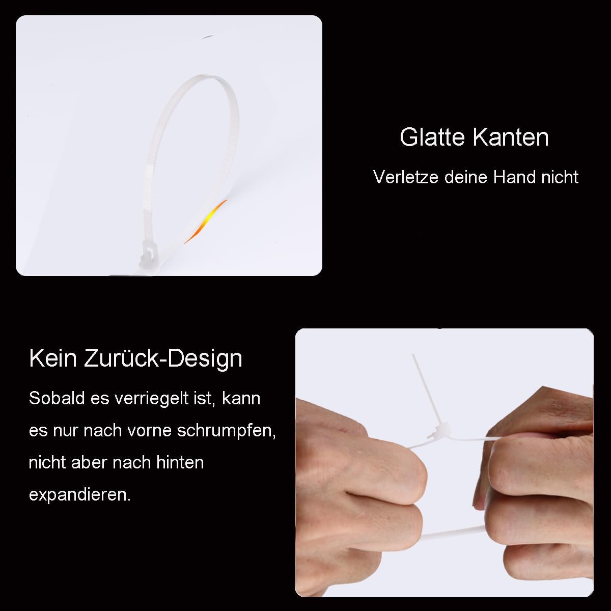 Thumbnail 2 de Rluobo Kabelbinder Wiederverschließbar 100 Stück, 300 mm x 4,8 mm – UV-beständig, Nylon 66