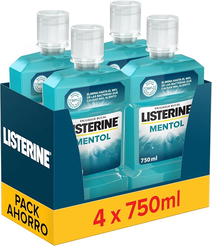 Listerine Mentol Colutorio Bucal 24h Fresh 🦷 Pack de 4