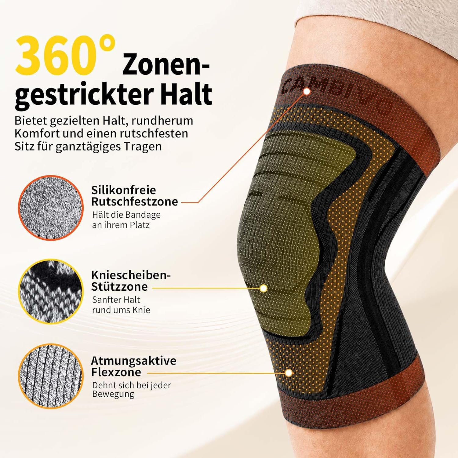 Thumbnail 6 de CAMBIVO Kniebandage – 2er-Pack Mans/Damen mit Seitens Stabilatoren zur Unterstützung bei Knieschmerzen
