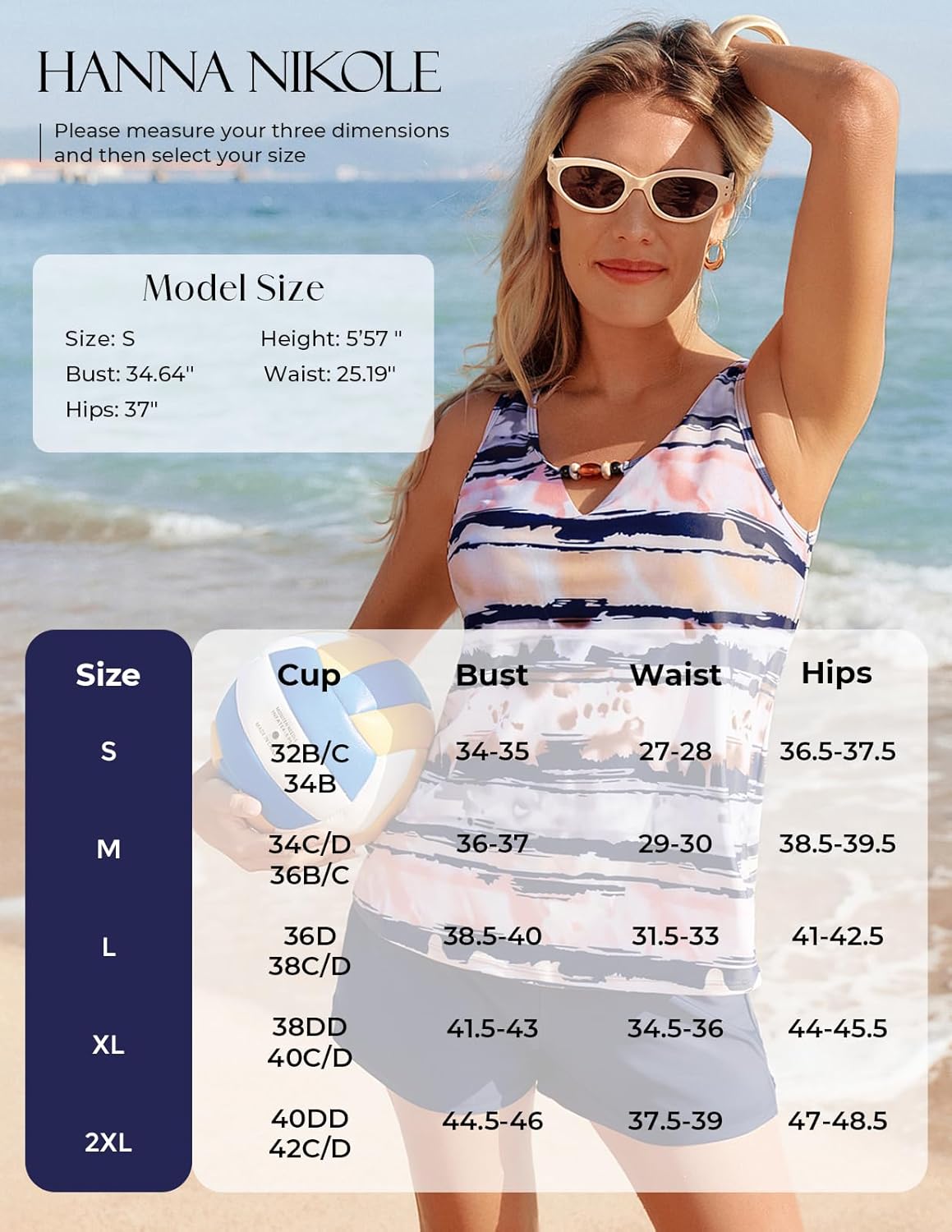 Detalle de Hanna Nikole Tankini femme – ensemble deux pièces, haut push-up et short de sport
