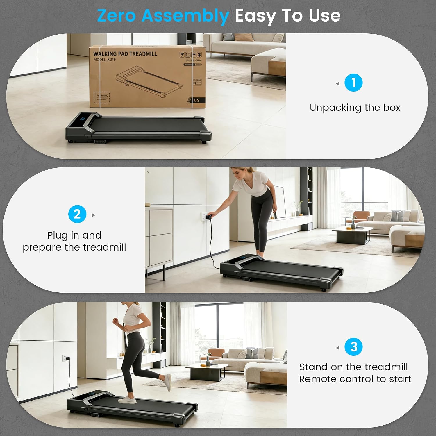 Thumbnail 6 de Rythkore X2ZF Walking Pad Treadmill with Adjustable Speed and Remote