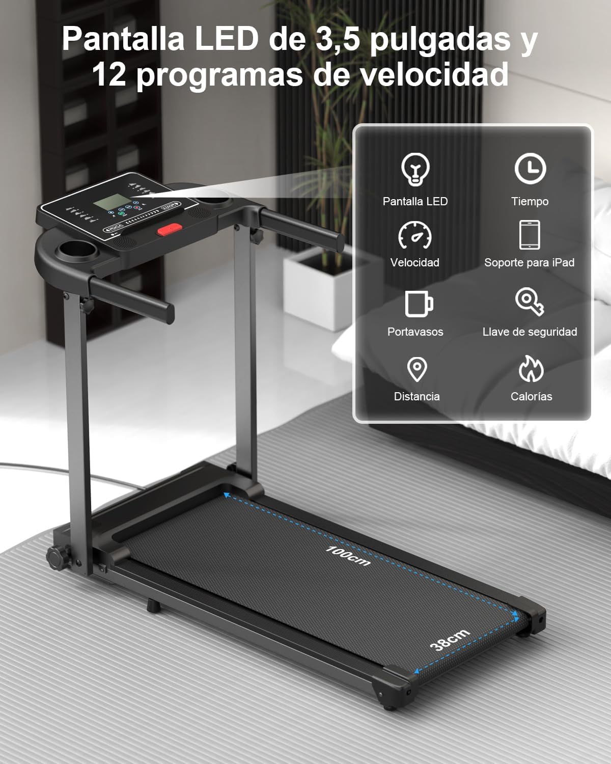 Thumbnail 1 de Zeporix Cinta de Correr Plegable Andar con pantalla LCD de 3,5" y motor CC (hasta 100 kg) 3 en 1