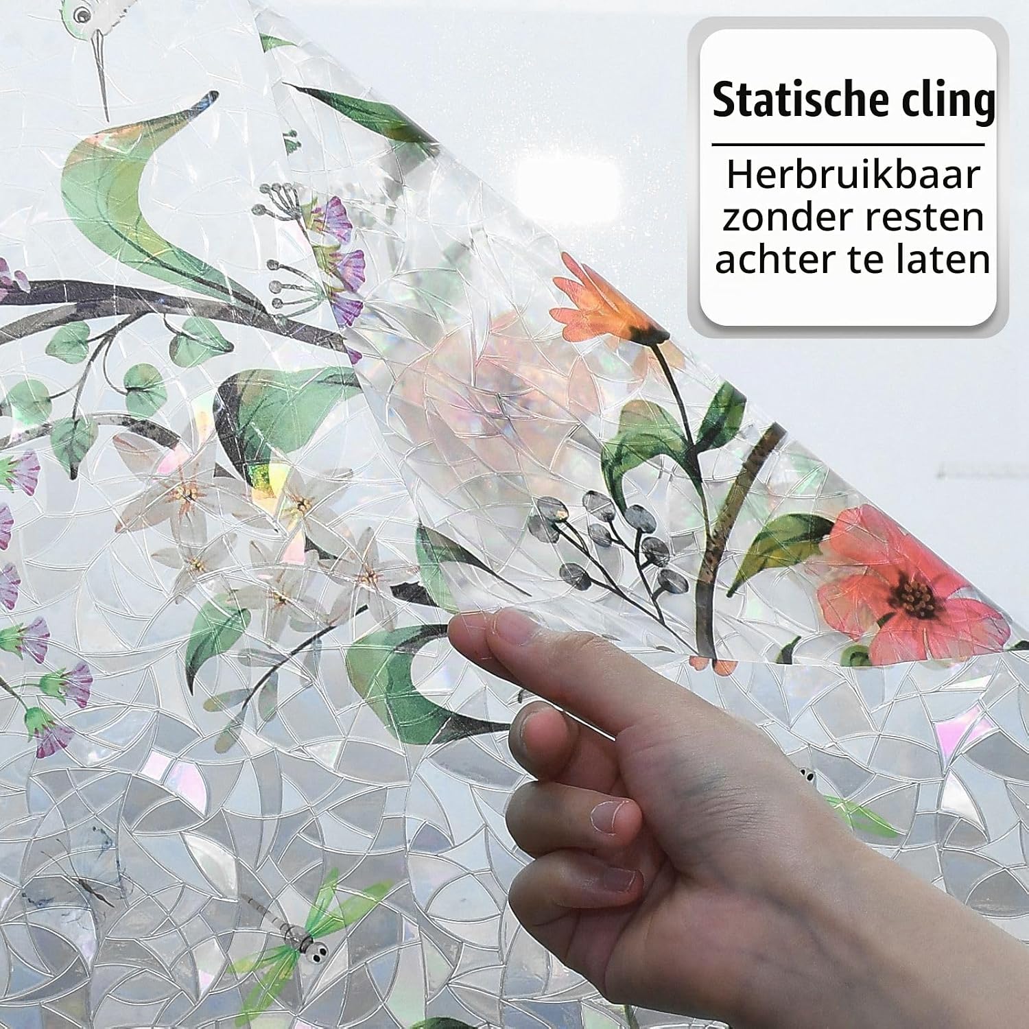 Detalle de Alvorox ST-F815-60CMX2M statische raamfolie 60x200 cm met bloemmotief