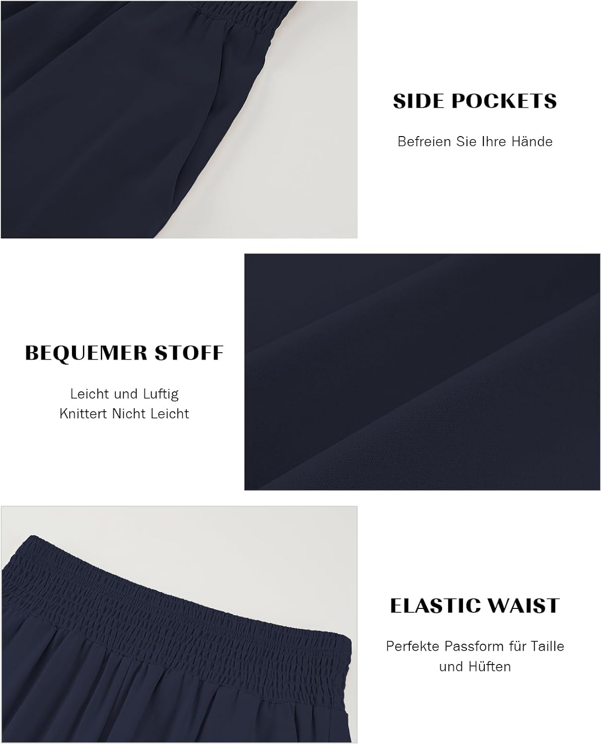 Thumbnail 4 de HMIYA Damen 3/4 Culotte Hose – Leicht, Weites Bein, Sommerkomfort