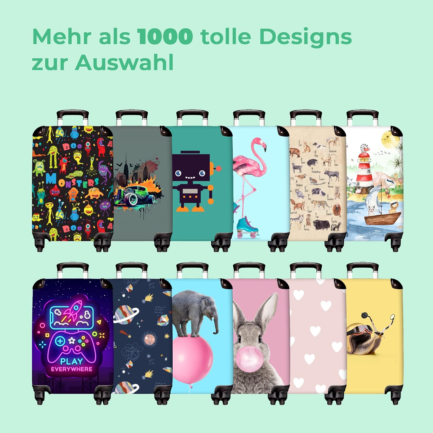 Thumbnail 6 de Valigia Bambini NoBoringSuitcases.com con trolley e stampa “born to game” (55x40x20 cm) – Joystick - Nero