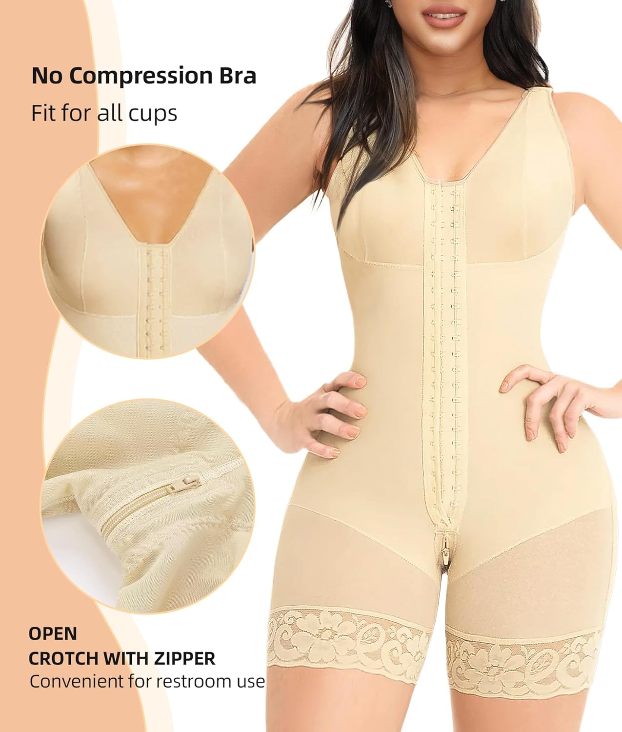 Thumbnail 2 de YIANNA Fajas Colombianas Shapewear for Women Tummy Control Post-Surgery Full Body Shaper with Zipper Crotch