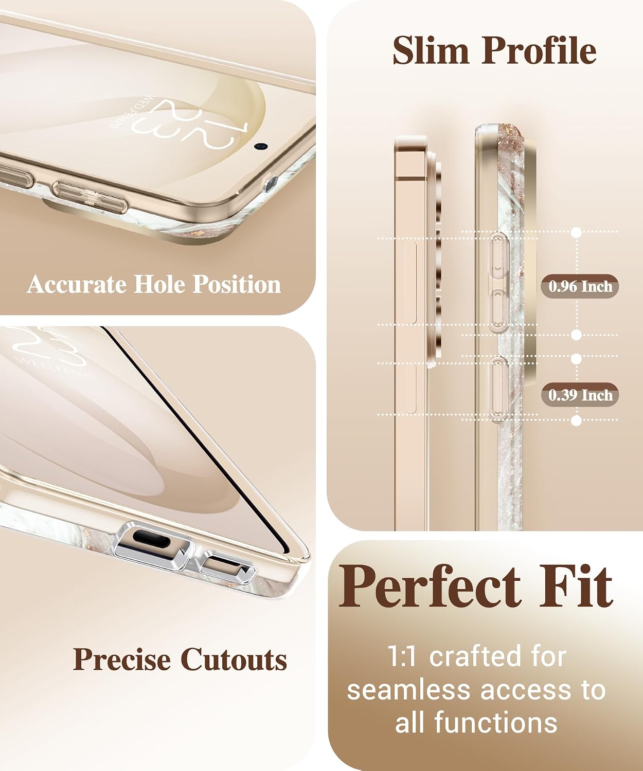 Detalle de GVIEWIN Marble Case for Samsung S26 Plus with Slide Camera Cover and HD Screen Protector