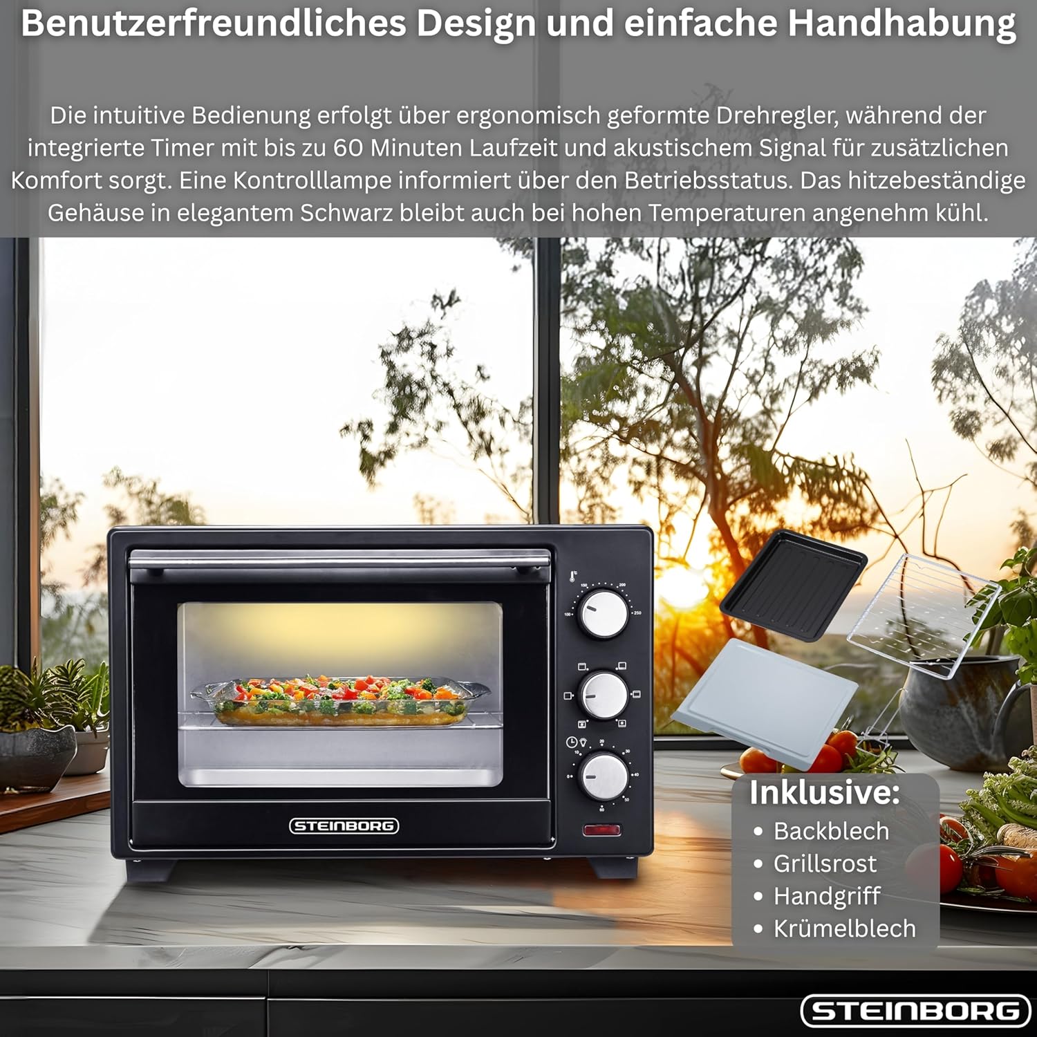 Thumbnail 1 de Steinborg 25 Liter Mini Backofen mit Umluft – kompakter Allrounder für Hausküche