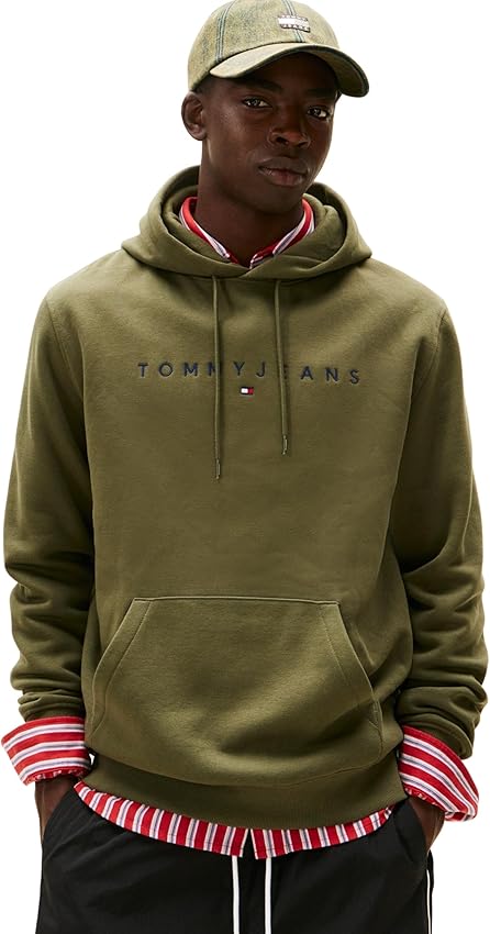 Detalle de Tommy Jeans TJM Reg Linear Logo Hoodie Sudadera verde XXL