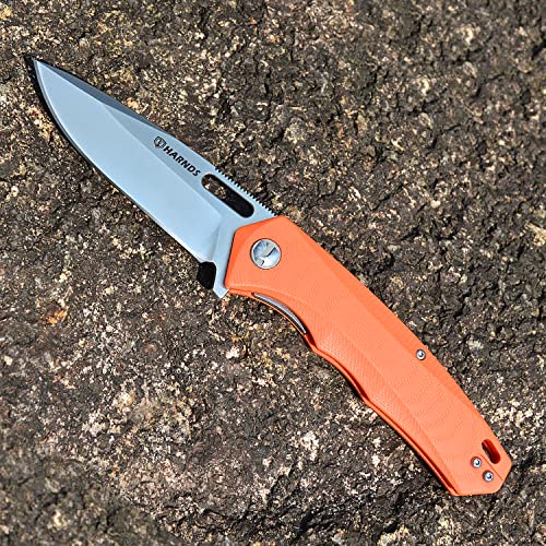 Detalle 2 de Harnds Navaja plegable Castor CK6118 con hoja AUS-8 y mango G10, 123 g, naranja