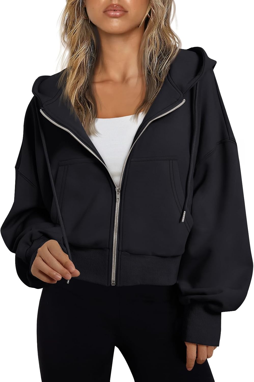 Detalle de Trendy Queen Hoodies Cropped Full Zip Jacket