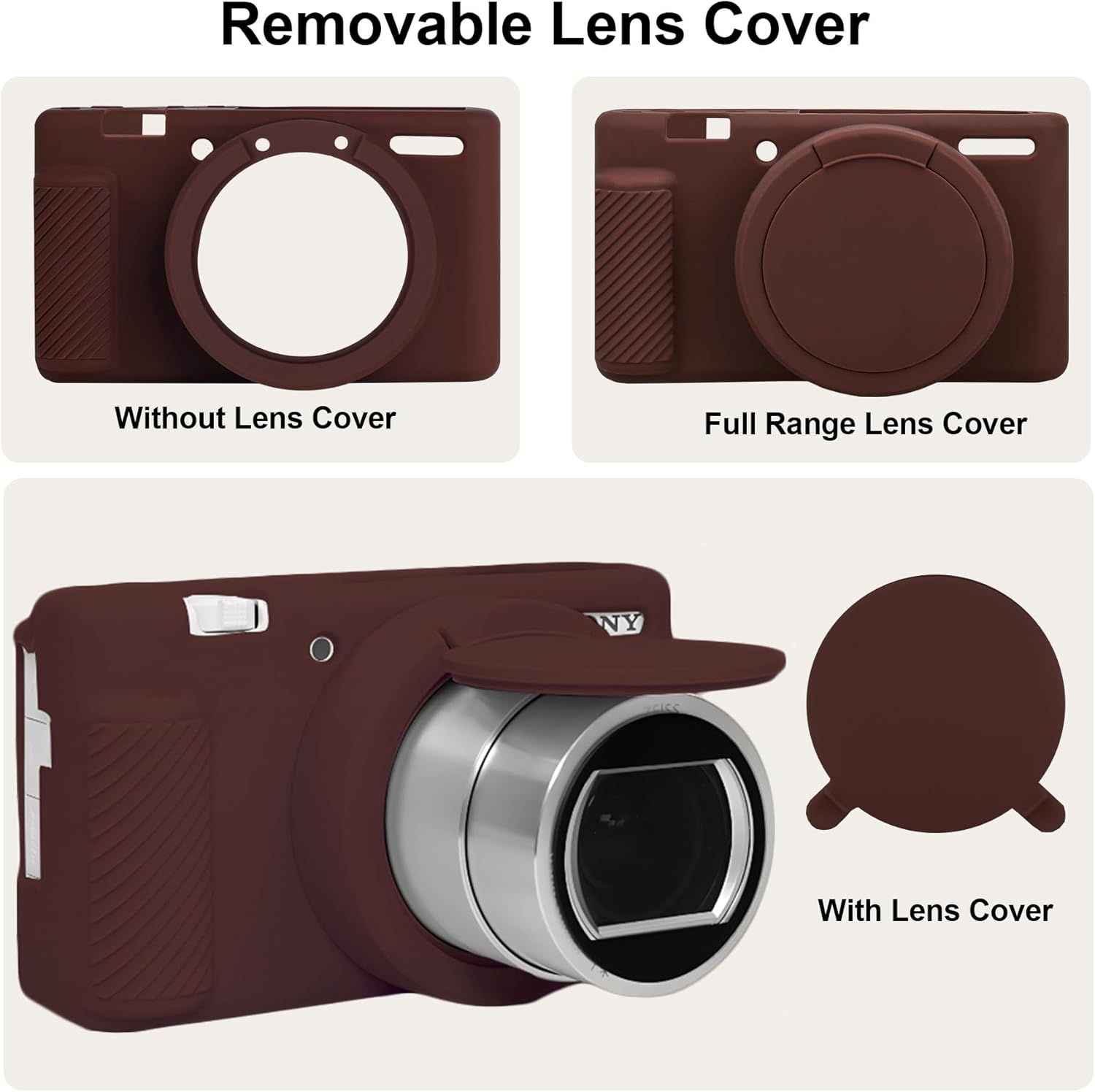 Thumbnail 3 de BOVKE Soft Camera Case for Sony ZV-1 (silicone cover with removable lens cover) – Brown