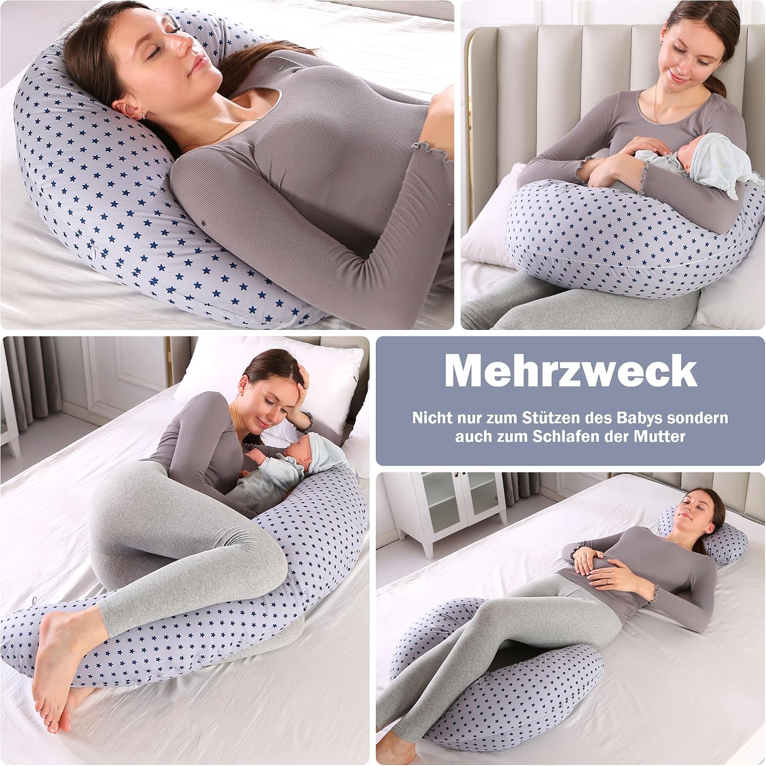 Detalle 2 de Chilling Home 2 in 1 Stillkissen XXL Schwangerschaftskissen Blau