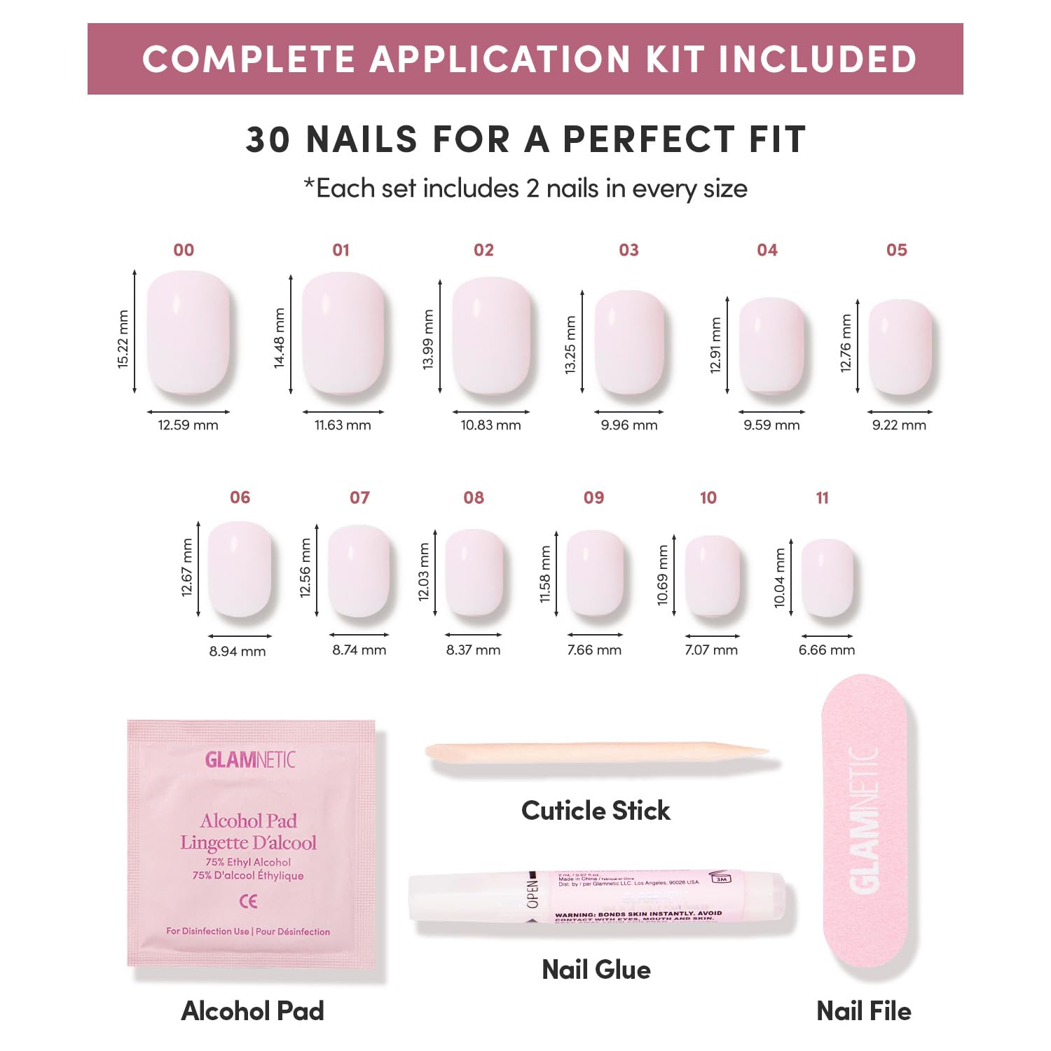 Thumbnail 3 de Glamnetic Press On Nails Sweetie Set (Super Short Pink) — 30 Press-On Nails Kit with Glue