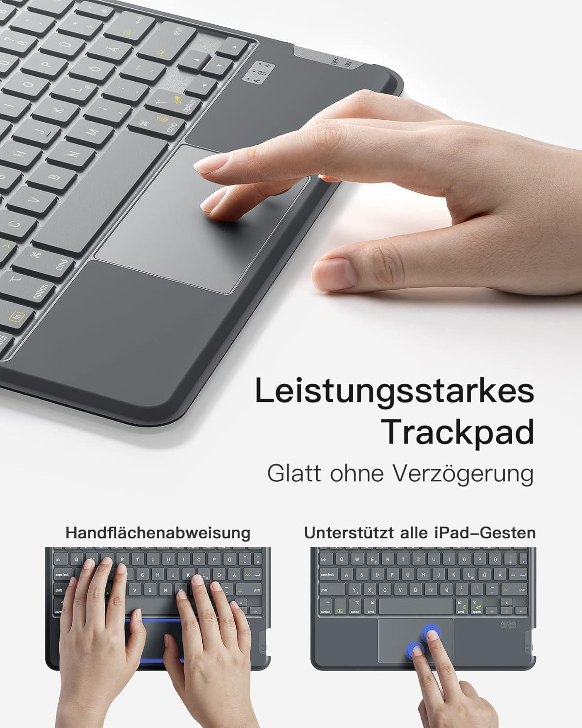 Detalle de Inateck Tastatur Hülle für iPad Air 11 Zoll (M3/M2 2025/2024) & iPad Pro 11 Zoll QWERTZ, KB04111