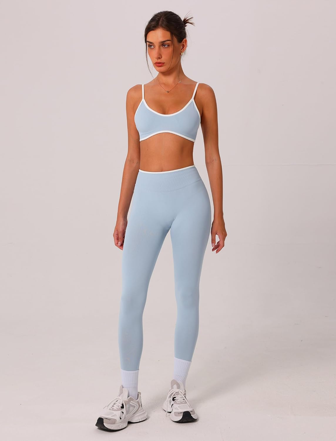 Thumbnail 3 de ABOCIW Women's 2-Piece Seamless Workout Set: Scrunch Butt Leggings + Strappy Sports Bra