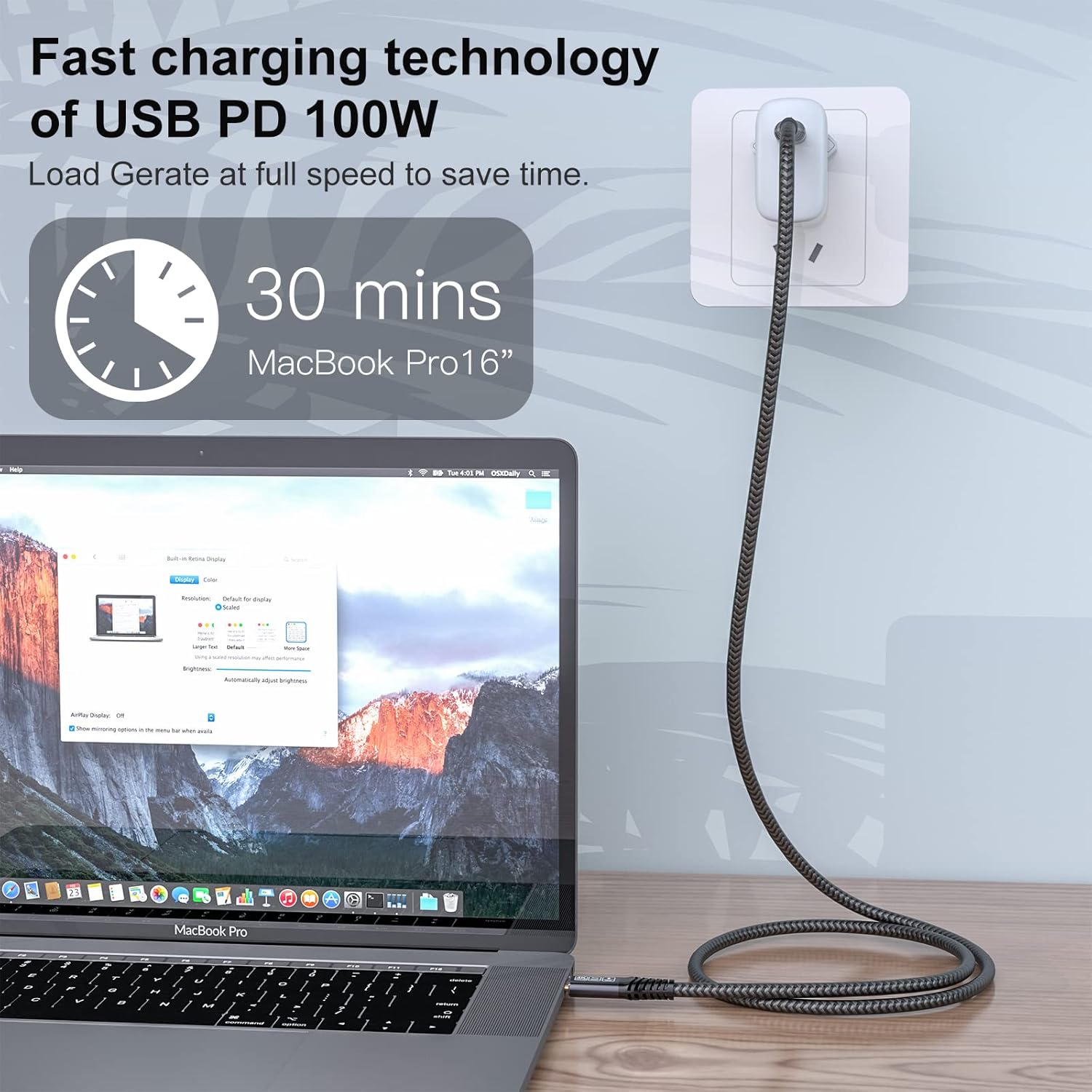 Detalle de CAKOBLE USB-C to USB-C 0.5m cable (USB 3.2 Gen 2, 20Gbps, 100W, 4K@60Hz support)