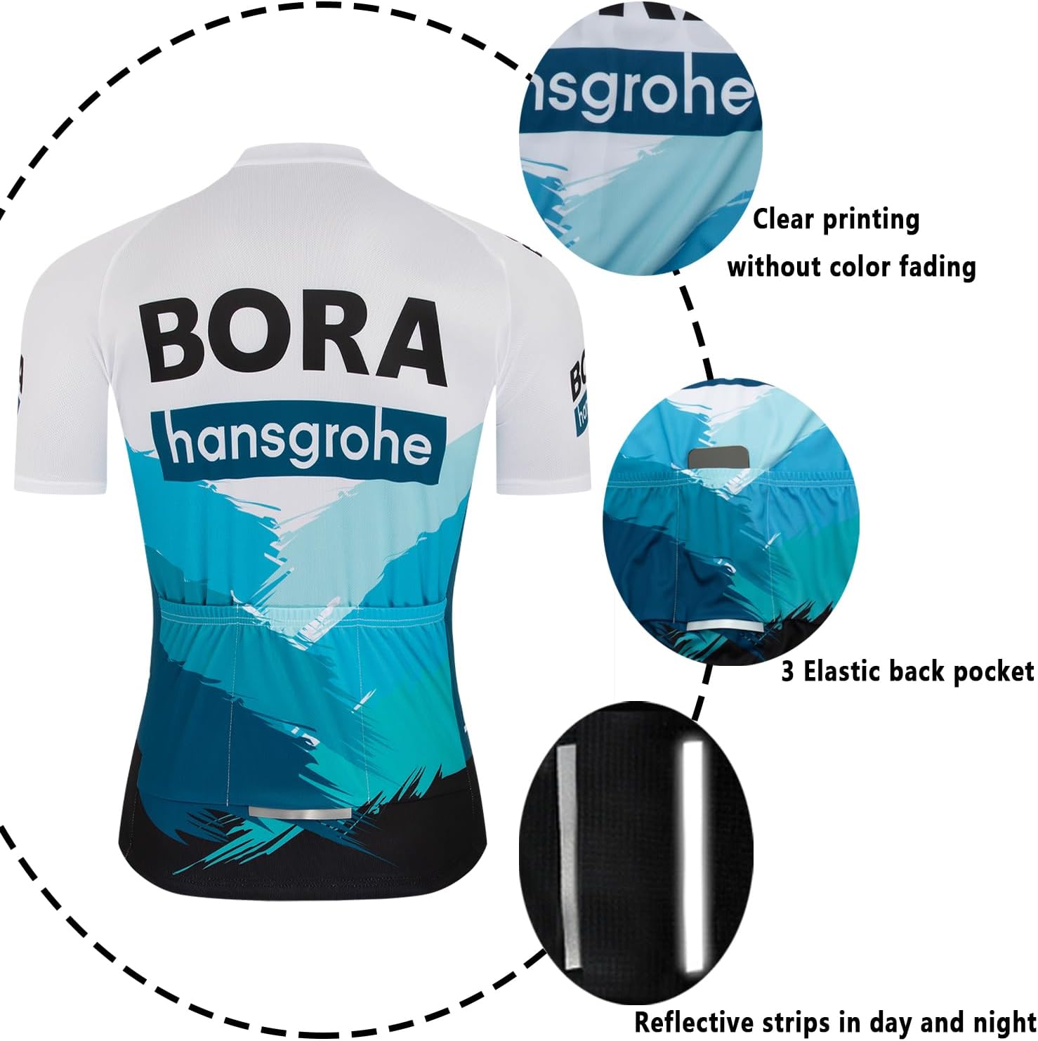 Detalle de HOMTOL Rennrad Trikot Herren Kurzarm – Set mit 3D-Gel-Polster, atmungsaktiv