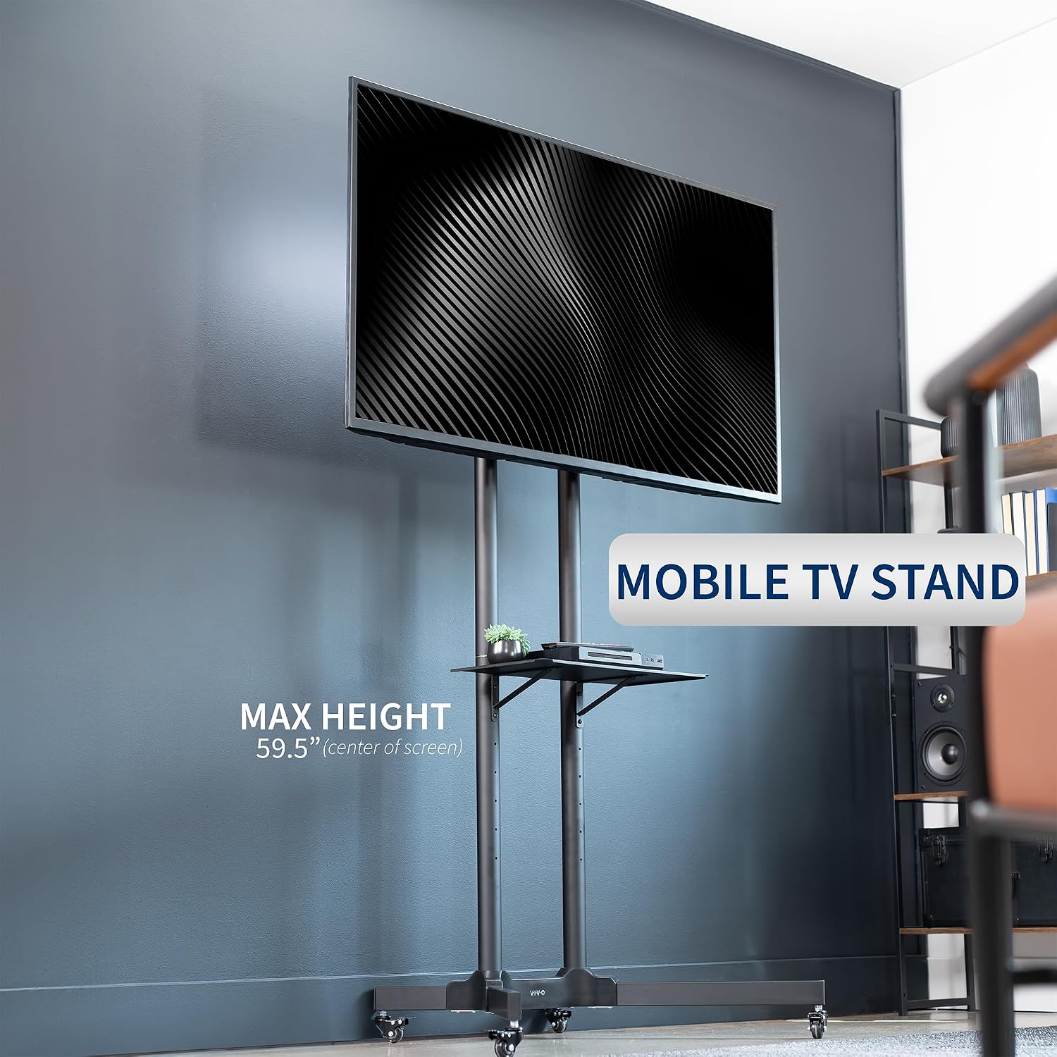 Detalle 2 de VIVO DGMT-4310-SRK001 Mobile TV Cart, 32–83-Inch, 50kg, Tilt, Locking Wheels