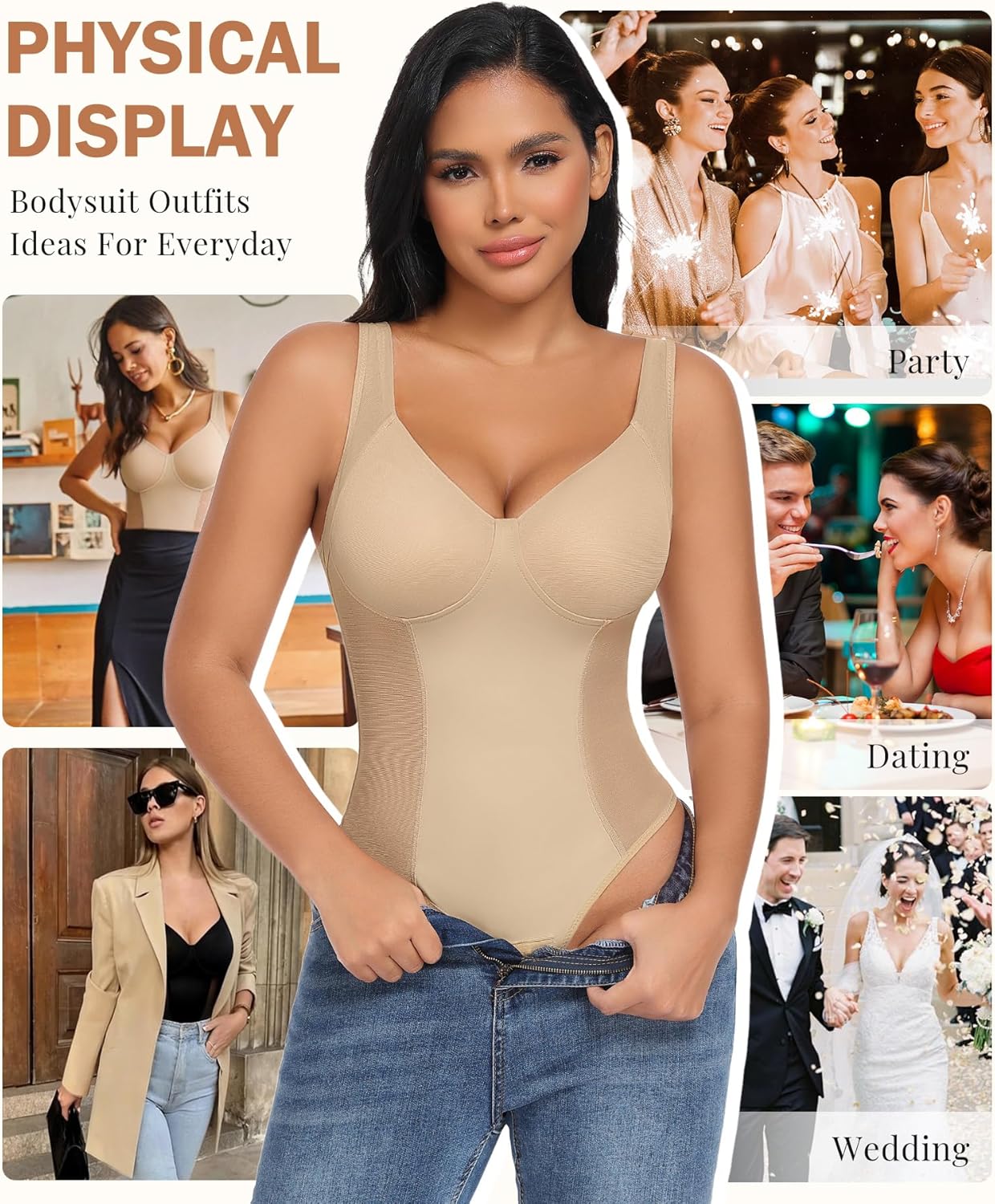 Thumbnail 5 de Niwicee body contenitivo modellante donna con effetto push-up e perizoma invisibile
