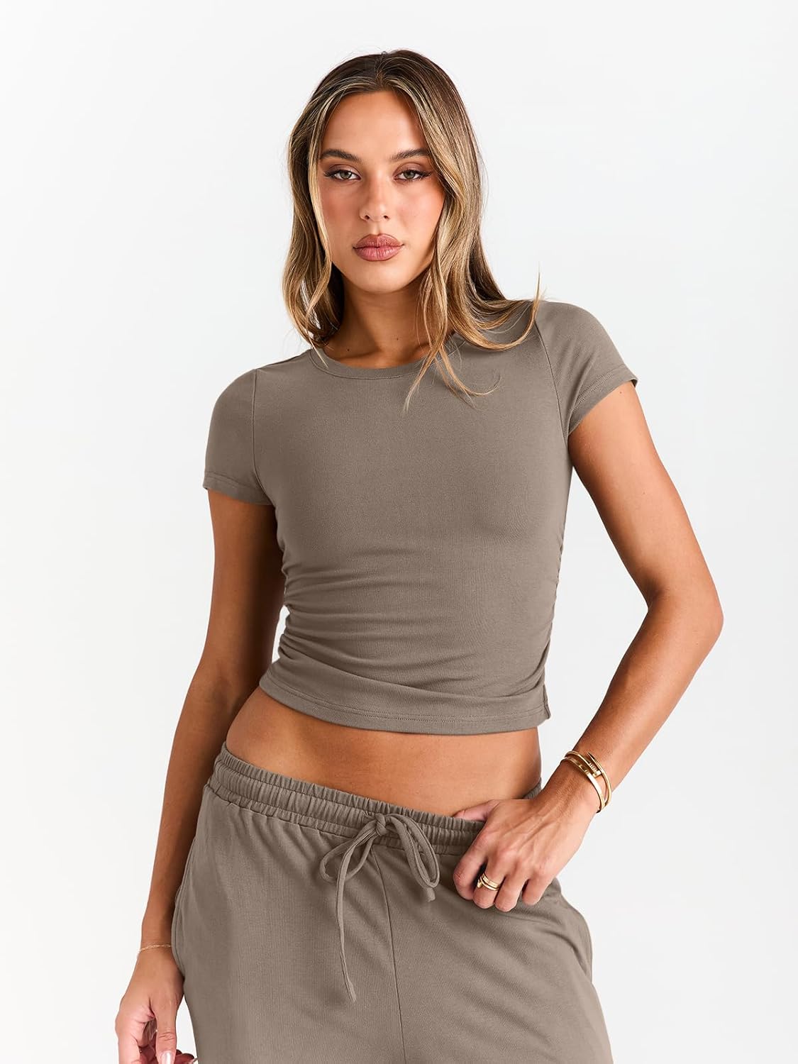 Detalle de LILLUSORY 2 Piece Lounge Wear Set for Women – UK Casual Rayon-Spandex, Elastic Wide-Leg Marks a Relaxed yet Flattering Look