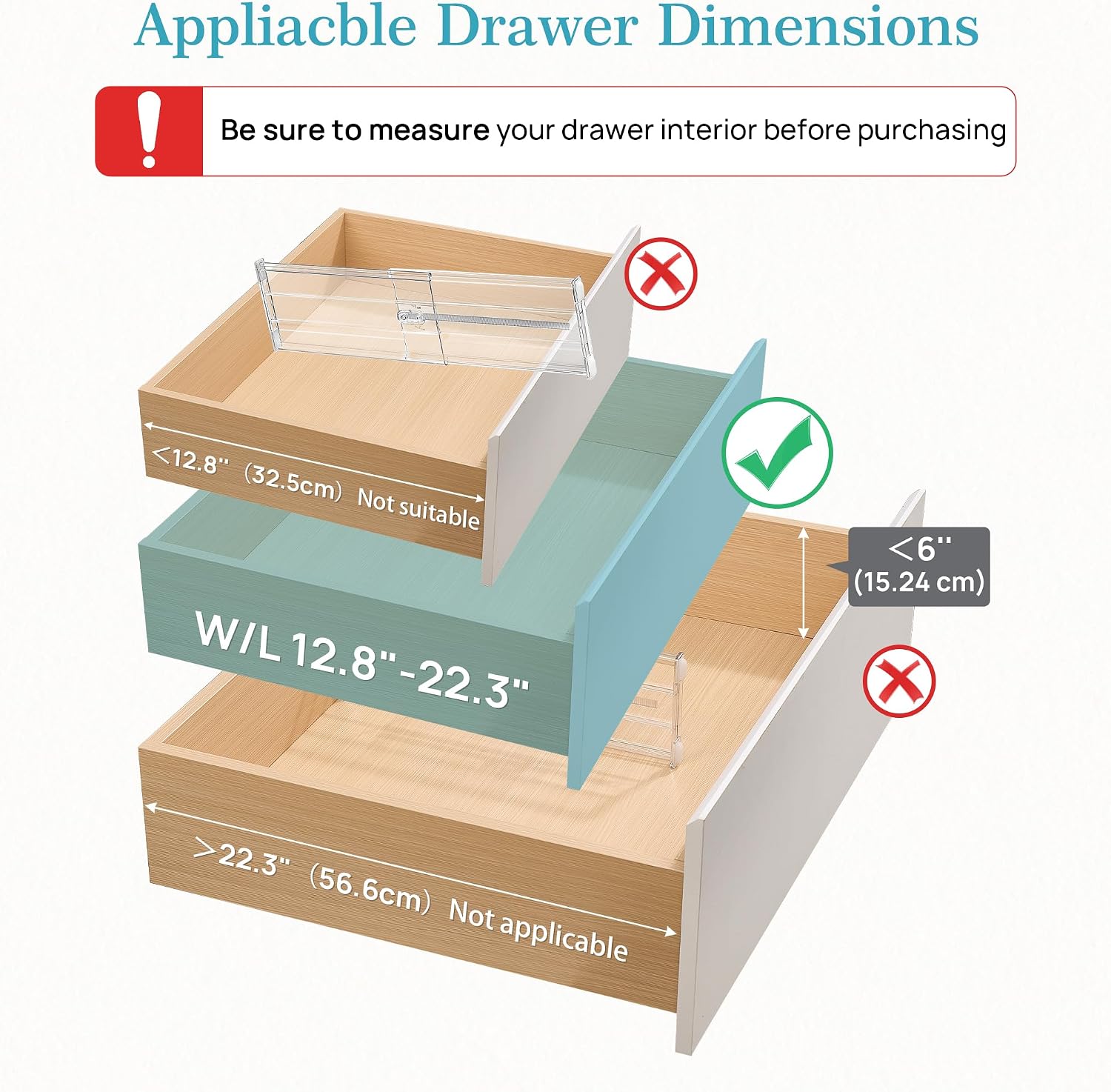 Detalle de Vtopmart 6" Tall Drawer Dividers 12.8-22.3