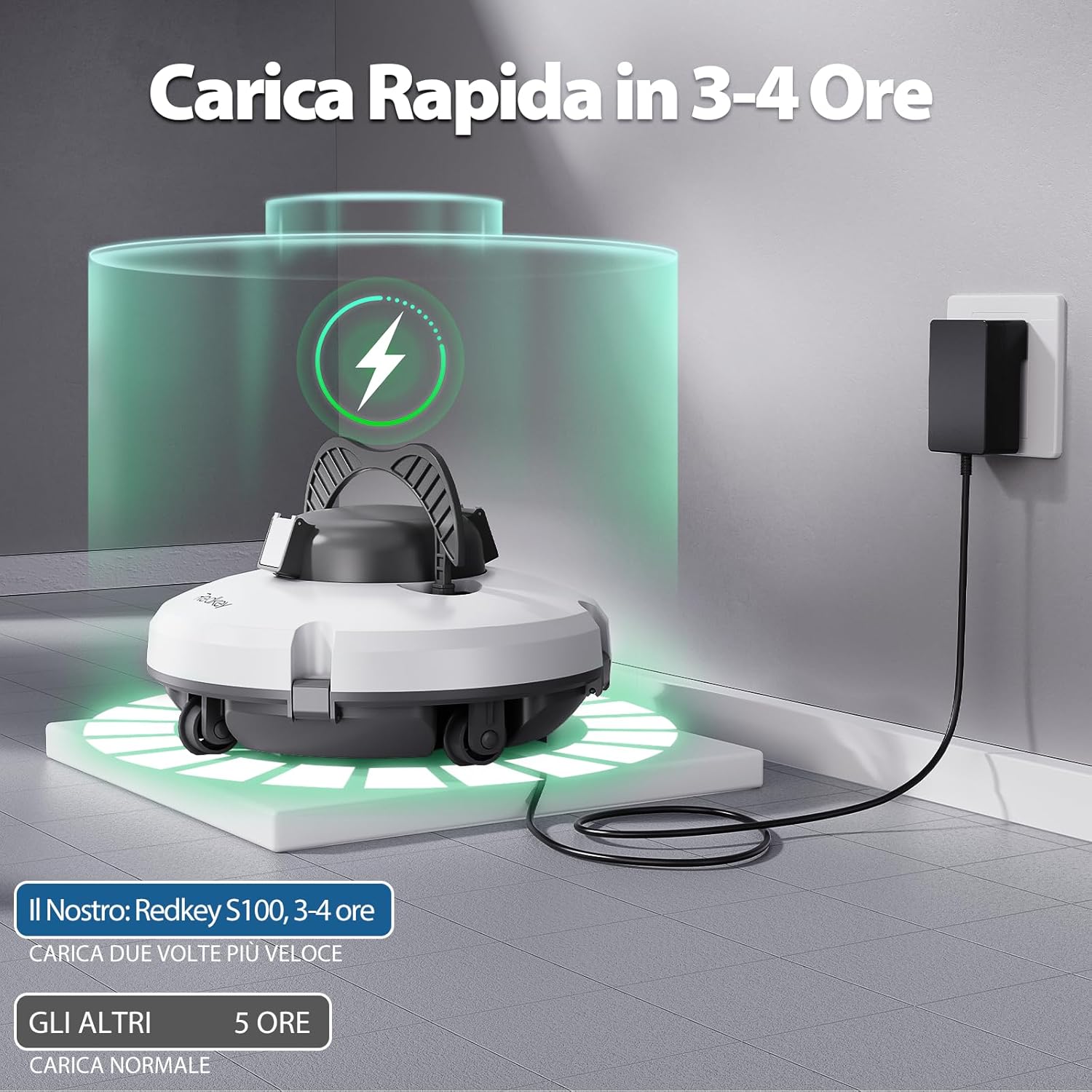 Thumbnail 4 de Redkey Upgrade S100 Robot Piscina: pulizia efficiente fino a 200 minuti per piscine fino a 120 m²