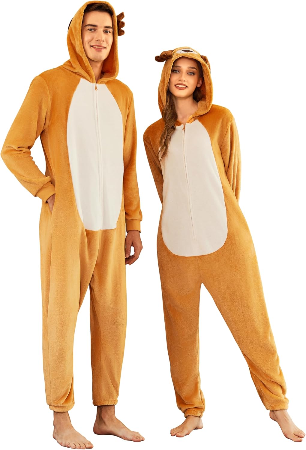 Detalle de Ekouaer Onesie Animalière avec Zip et Capuche – Pyjama Polaire 1 pièce unisexe (S-XXL)