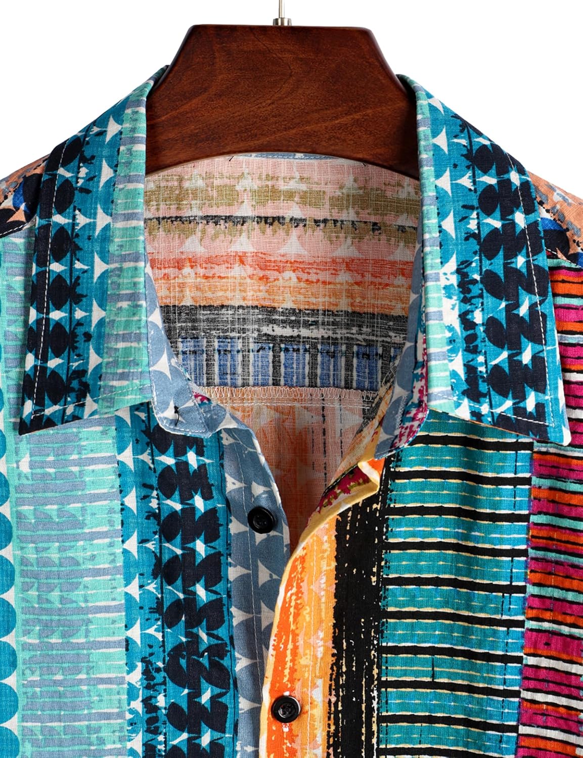 Detalle de VATPAVE Herren Hawaii Hemd – Kurzarm, Blumenprint, Freizeitshirt