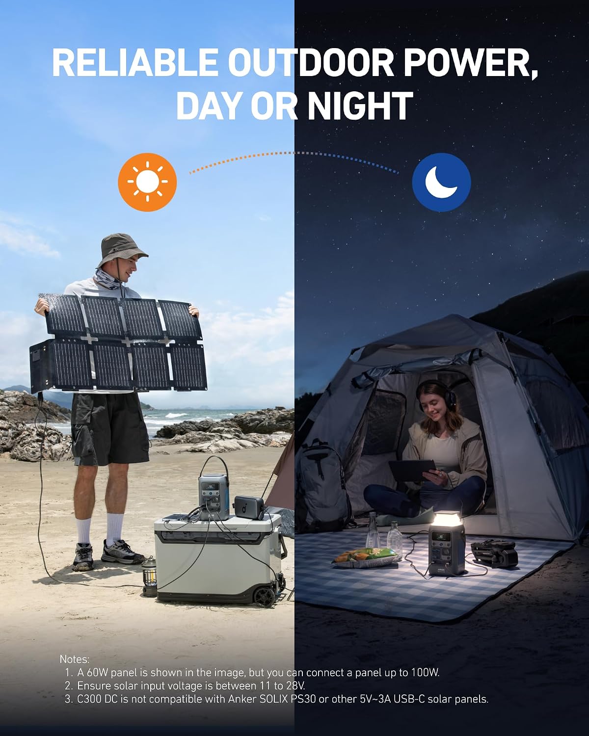 Detalle de Anker SOLIX C300 DC A1726 Portable Power Station with 60W Solar Panel