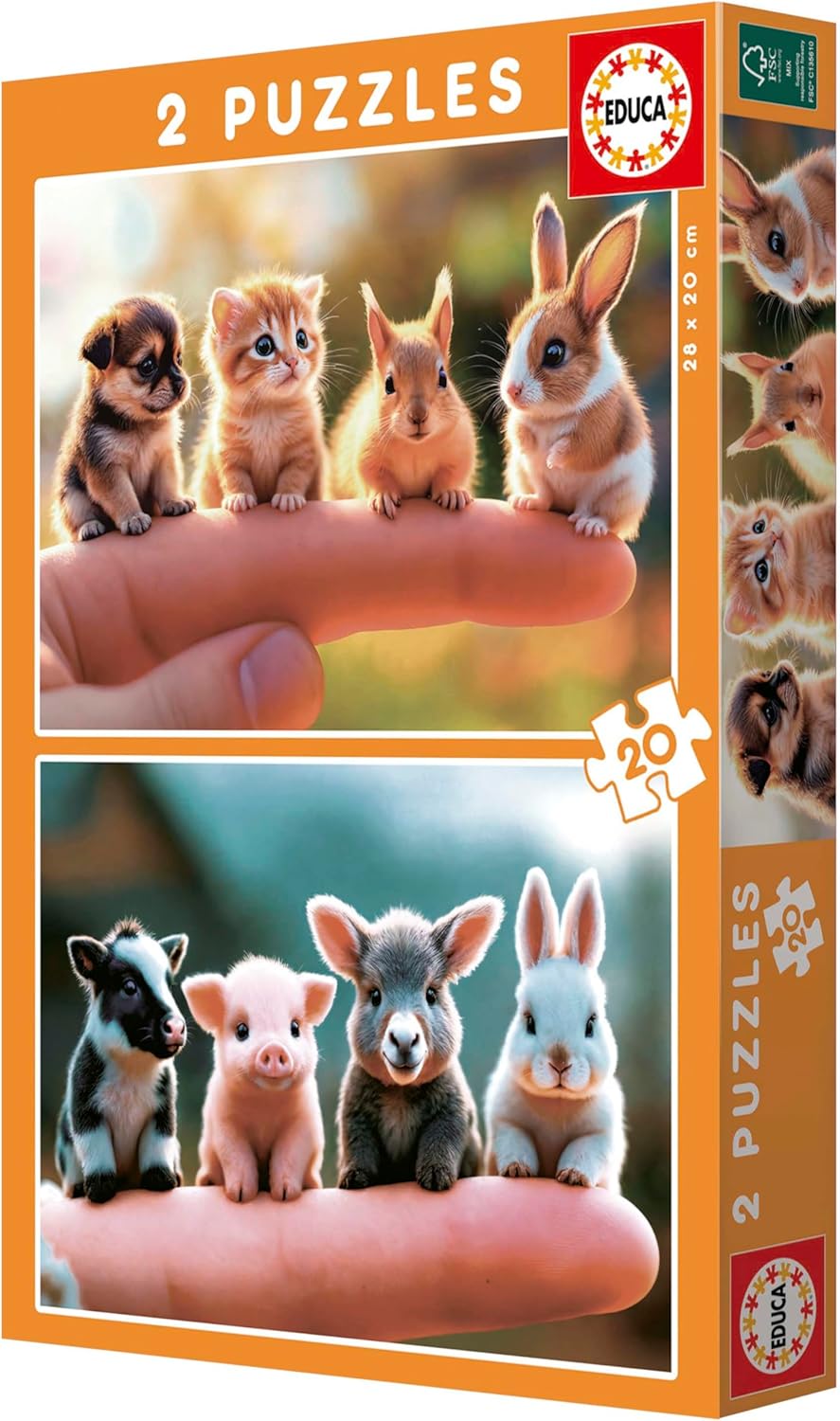 Thumbnail 4 de Lot de 2 puzzles enfants Educa (20 pièces chacun) Bébés Animaux