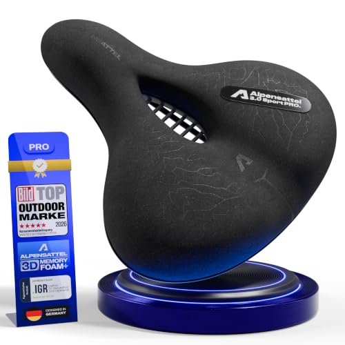 ALPENSATTEL Ergonomischer Fahrradsattel Komfort PRO mit 3D Memory Foam – universell kompatibel