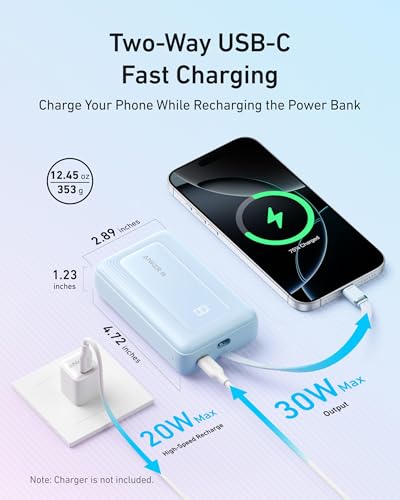 Detalle de Anker Zolo Power Bank 20K: 30W Portable Charger with Built-in USB-C