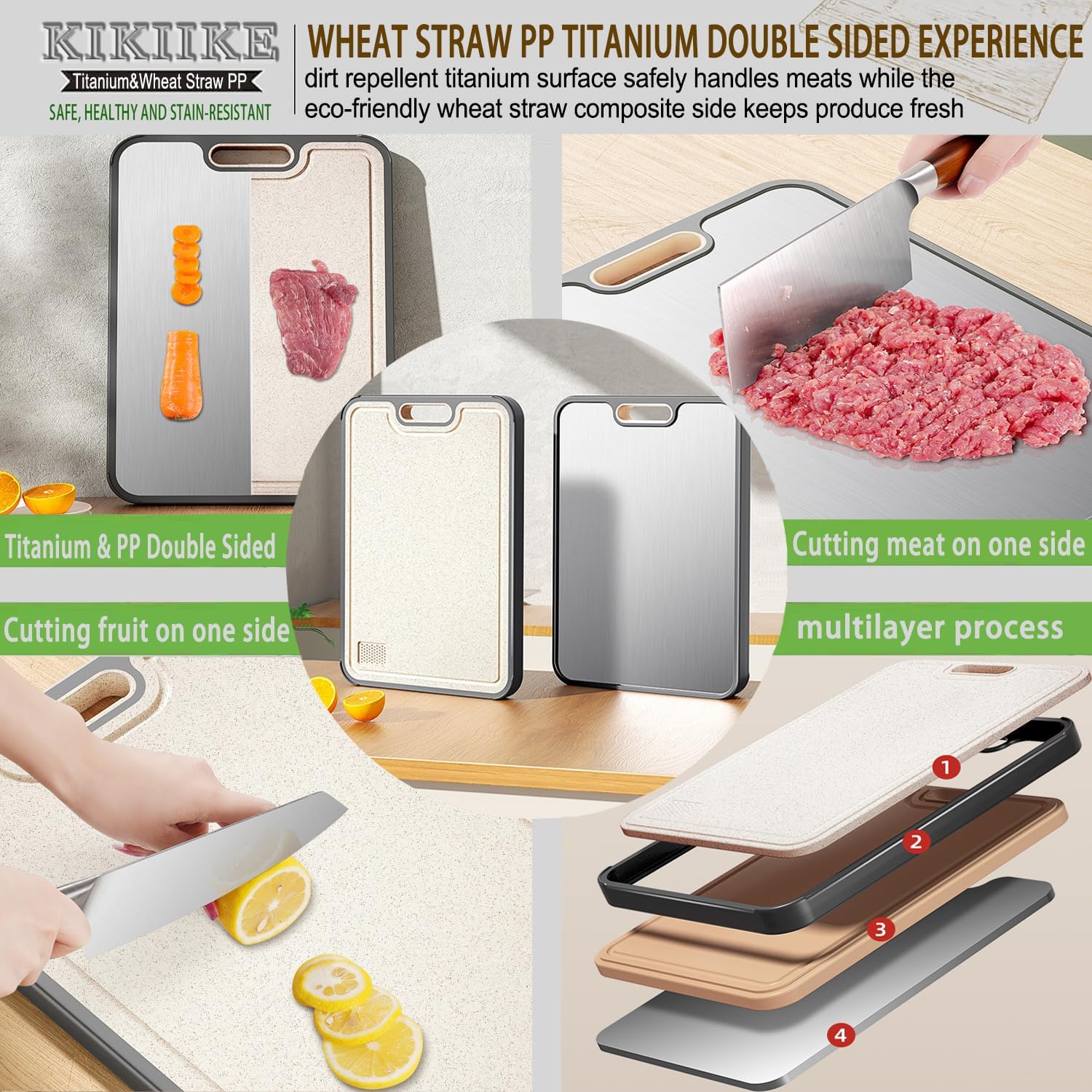 Thumbnail 4 de KIKIIKE Titan-Schneidebrett doppelseitig aus reinem Titan (2-in-1-System)