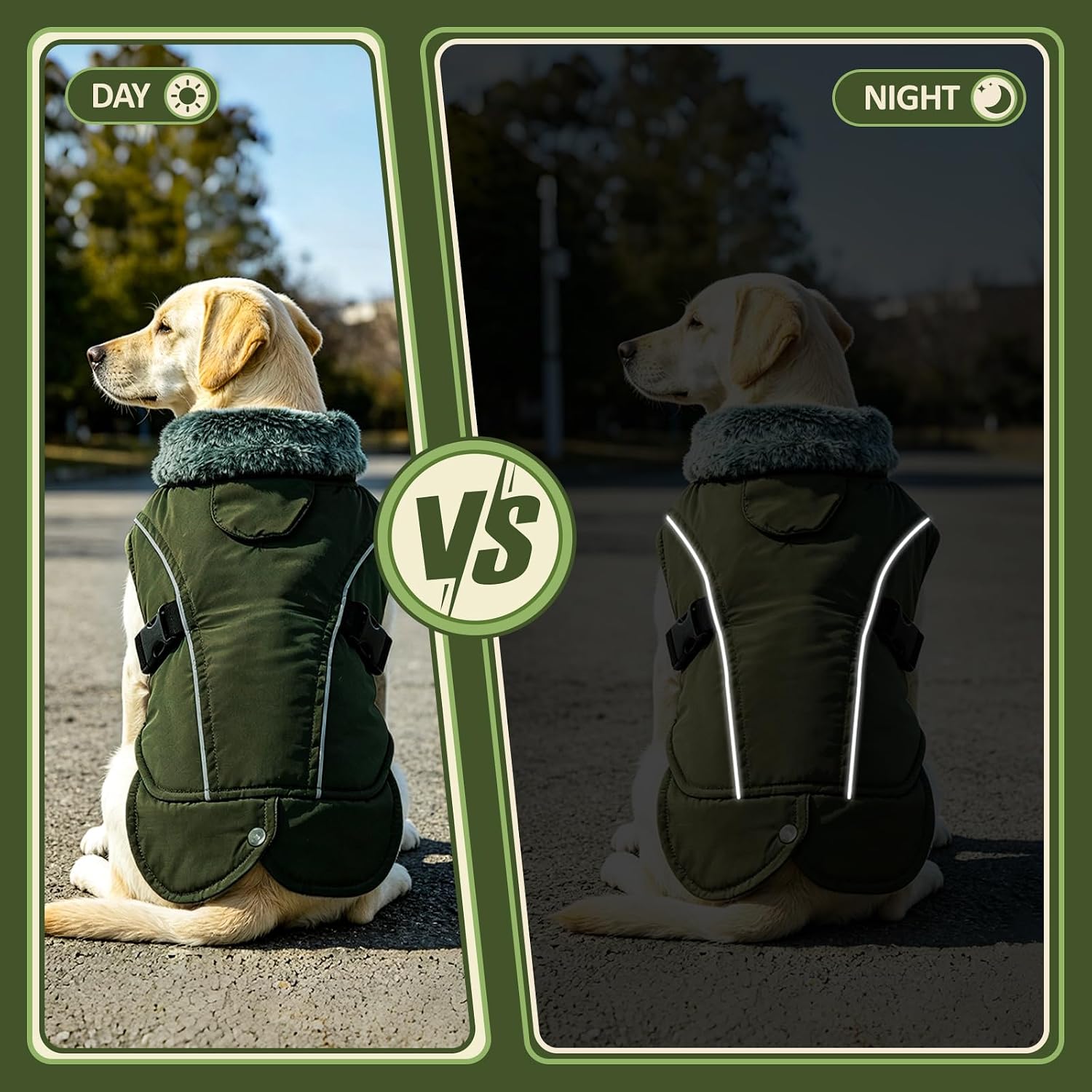Thumbnail 6 de DENTRUN C05-358MF -15 Winter Dog Coat, Reflective Fleece, Army Green
