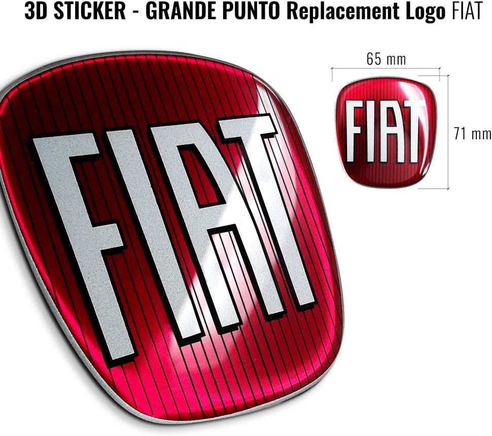 Detalle de Fiat 32014 Autocollant Fiat 3D de Rechange Logo pour Grande Punto
