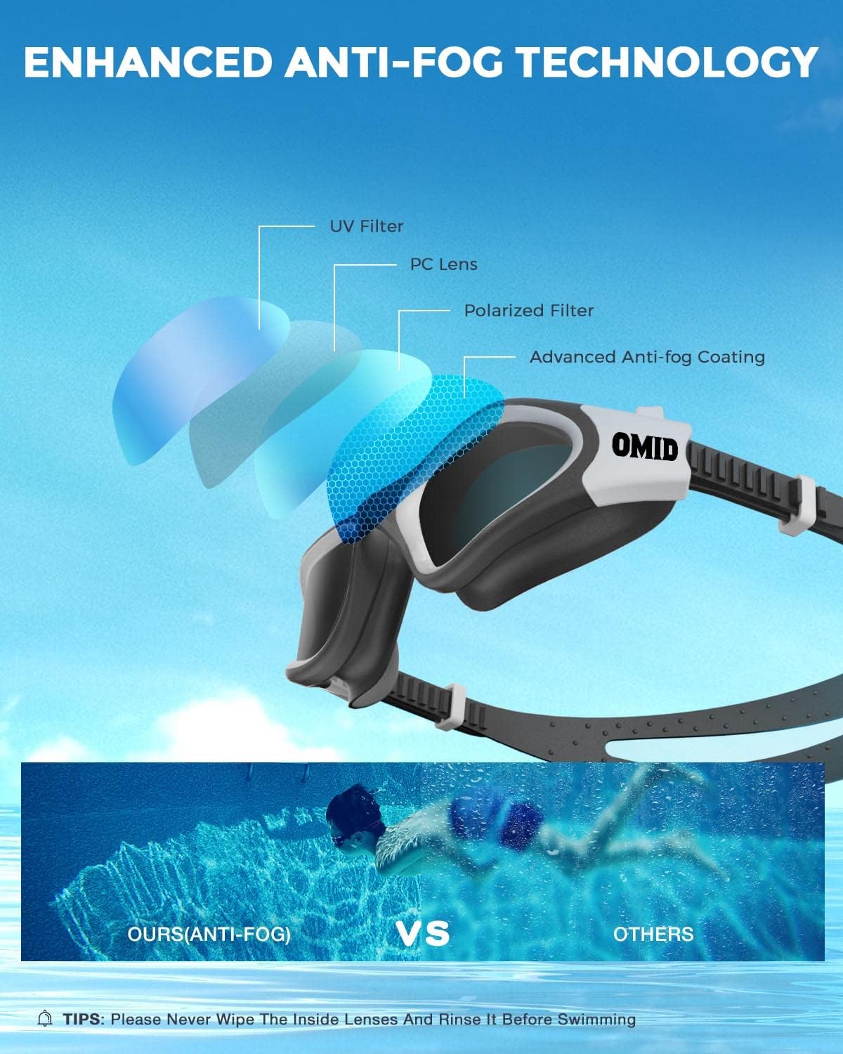 Detalle 2 de OMID P2mini kids swim goggles 6-14