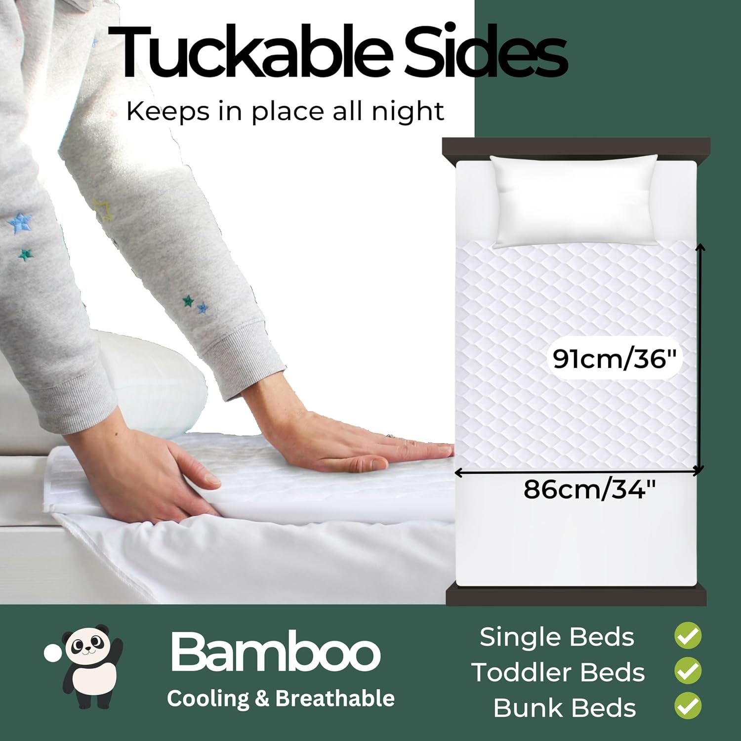 Detalle de Hygge Sheets Bamboo Organic Incontinence Bed Sheets – Single Bed, 100% Waterproof, UK Brand